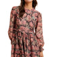 Romantic Floral Ruffle Mini Dress with Sheer Long Sleeves