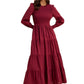 Smocked Bodice Tiered Maxi Dress with Long Sleeves