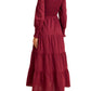 Smocked Bodice Tiered Maxi Dress with Long Sleeves