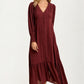 Maxi Dress with Button Front and Puff Sleeves