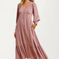 Maxi Dress with Button Front and Puff Sleeves