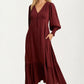 Maxi Dress with Button Front and Puff Sleeves