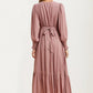 Maxi Dress with Button Front and Puff Sleeves