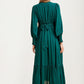 Maxi Dress with Button Front and Puff Sleeves