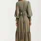 Maxi Dress with Button Front and Puff Sleeves
