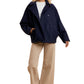 Cropped Navy Wool-Blend Coat With Classic Collar And Buttons