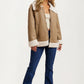 Faux Shearling Trim Moto Jacket with Zip Front Closure