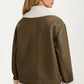 Faux Shearling Trim Moto Jacket with Zip Front Closure