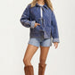 Quilted Tie Front Jacket with Gingham Cuff Detail