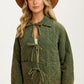 Quilted Tie Front Jacket with Gingham Cuff Detail