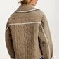 Quilted Button-Up Jacket with Contrast Trim and Pockets