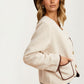 Button Front Fleece Jacket with Contrast Trim and Pockets