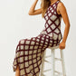 Crochet Diamond Pattern Midi Skirt with Scalloped Hem