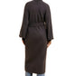 Longline Black Coat With Wide Sleeves And Tie-Waist Closure