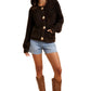Textured Chunky Knit Cardigan with Gold Statement Buttons