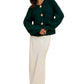 Deep Emerald Chunky Knit Cardigan with Oversized Gold Buttons