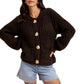 Textured Chunky Knit Cardigan with Gold Statement Buttons