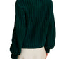 Deep Emerald Chunky Knit Cardigan with Oversized Gold Buttons