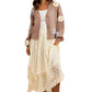 Pastel Floral Button-Up Knit Cardigan with 3D Appliqué