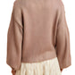 Pastel Floral Button-Up Knit Cardigan with 3D Appliqué