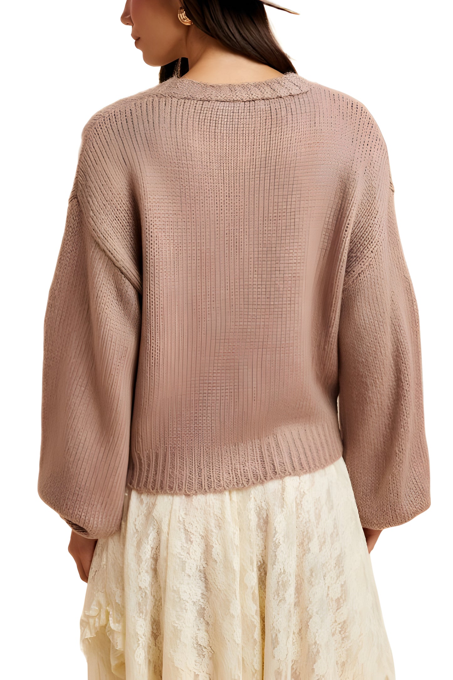 Pastel Floral Button-Up Knit Cardigan with 3D Appliqué