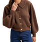 Classic Ribbed Button-Up Cardigan with Structured Collar