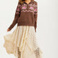 Half-Zip Sweater with Floral Fair Isle Pattern
