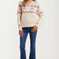 Half-Zip Sweater with Floral Fair Isle Pattern