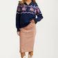 Half-Zip Sweater with Floral Fair Isle Pattern