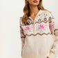 Half-Zip Sweater with Floral Fair Isle Pattern