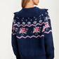 Half-Zip Sweater with Floral Fair Isle Pattern