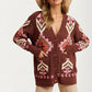 Oversized Geo Knit Cardigan with Pockets