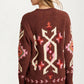 Oversized Geo Knit Cardigan with Pockets