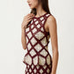 Sleeveless Crochet Peplum Top in Brown and Cream Pattern