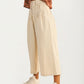 High Waist Wide-Leg Cropped Pants with Button Detail