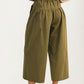 High Waist Wide-Leg Cropped Pants with Button Detail