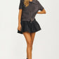 Short Sleeve Textured Knit Cardigan with Spread Collar