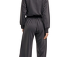 Charcoal Lounge Set Pullover Top Wide Leg Pants Drawstring Waist Soft Knit