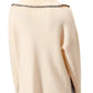 Ribbed Long Sleeve V-Neck Pullover With Contrast Trim