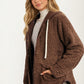 Cozy Hooded Sherpa Jacket with Snap Front and Relaxed Fit
