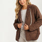 Cozy Hooded Sherpa Jacket with Snap Front and Relaxed Fit