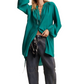 Emerald Belted Button-Up Biship Sleeve Mini Dress