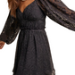 Black Lace Long Sleeve Mini Ruffle Layer Dress