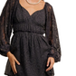 Black Lace Long Sleeve Mini Ruffle Layer Dress