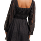 Black Lace Long Sleeve Mini Ruffle Layer Dress