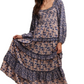 Blue and Blush Floral Ruffle Tiered Maxi Dress