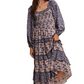 Blue and Blush Floral Ruffle Tiered Maxi Dress
