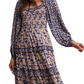 Blue and Blush Floral Ruffle Tiered Maxi Dress