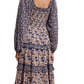 Blue and Blush Floral Ruffle Tiered Maxi Dress