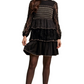 Black Lace Tiered Smocked Chest Bell Mini Dress